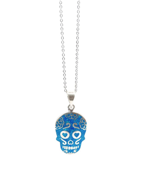 Blue opal Mexican skull